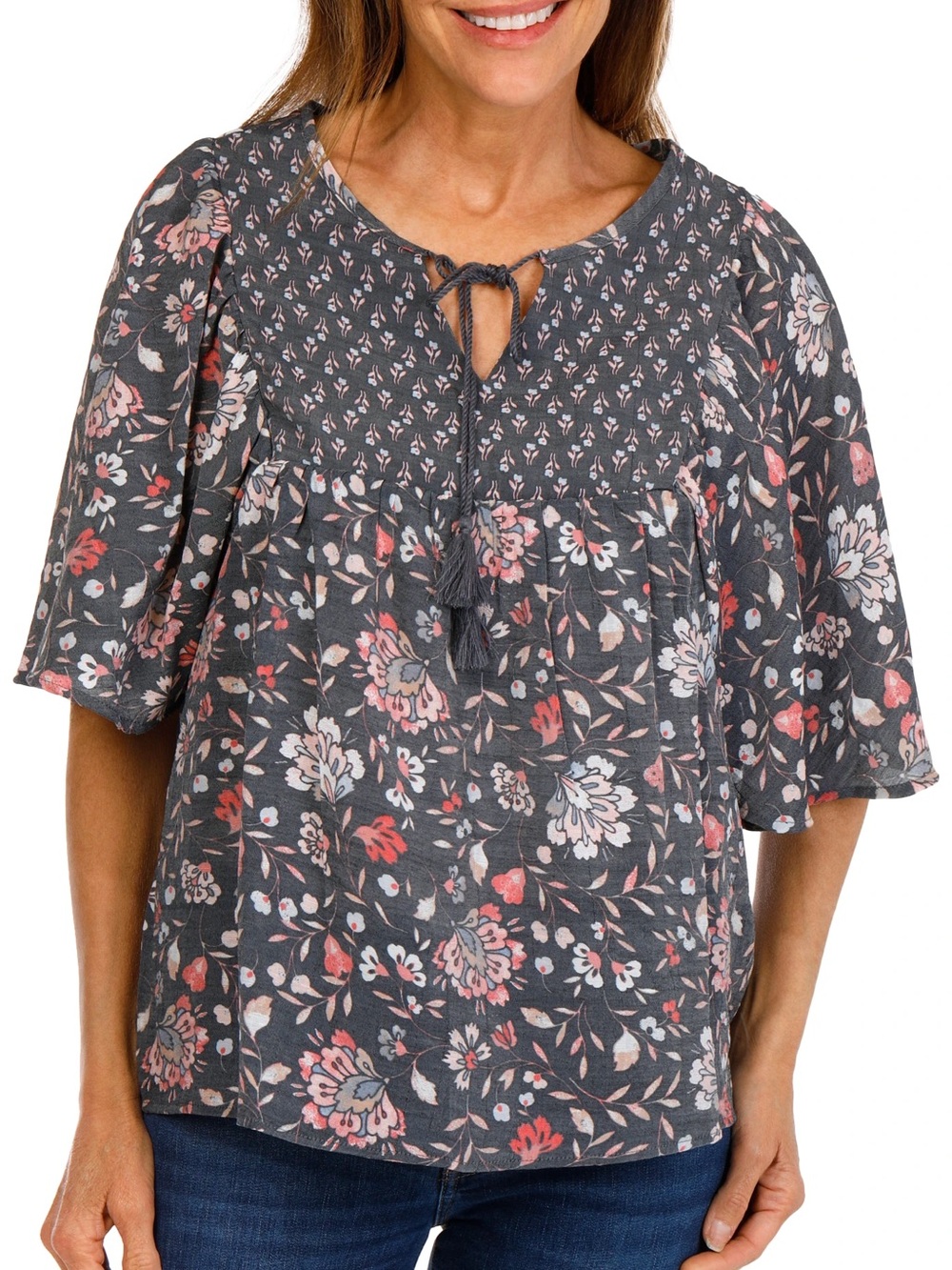 Floral Peasant Top